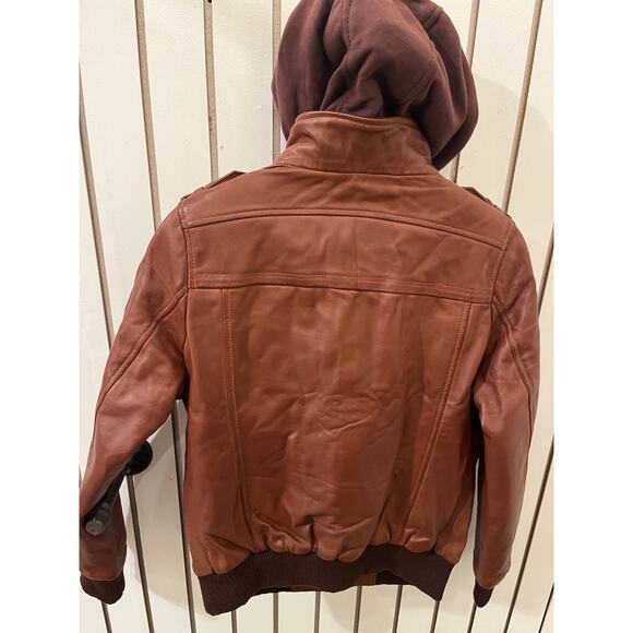 Decrum Edinburgh Genuine Leather Jacket with Removal Hood Size M Cognac - Picture 6 of 6